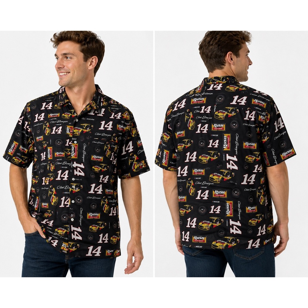NASCAR Clint Bowyer 14 Rush Truck Centers Button Down Shirt Mens large NEW fun